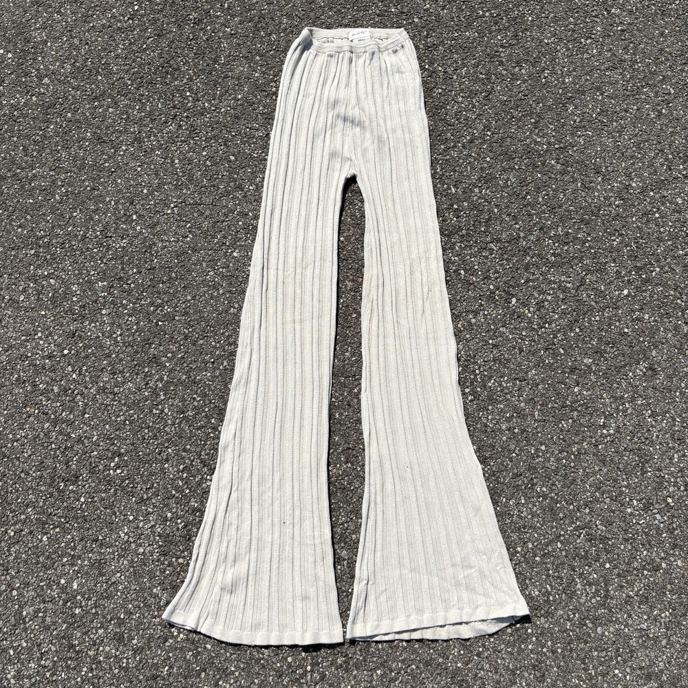 The Line By K Daisy Rib Knit Pants Women's Small Beige Sand High Waisted Stretch